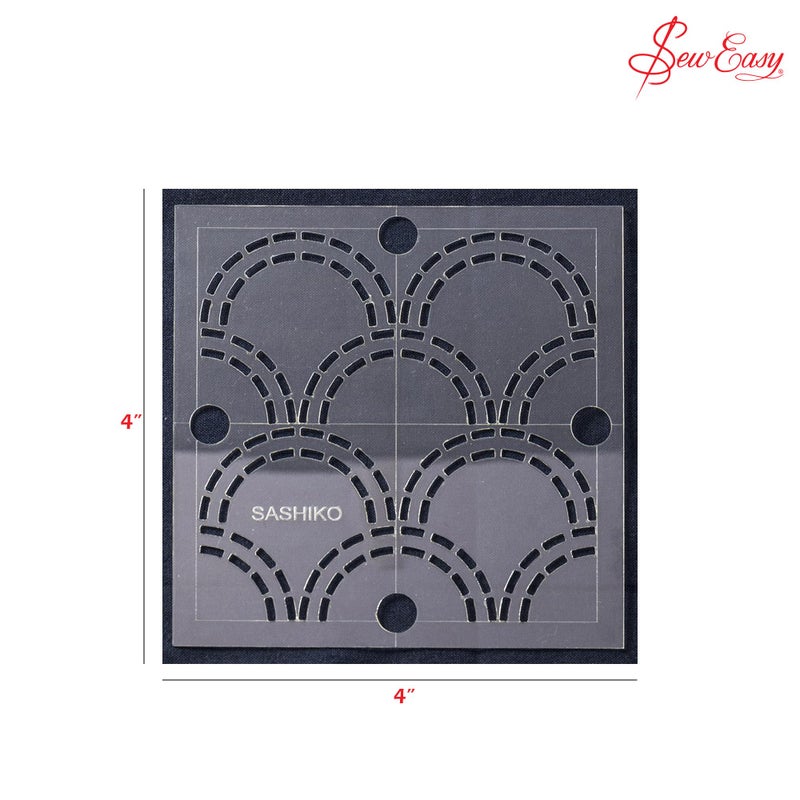 Sew Easy 4  Sashiko Template - Seigaiha (Waves) Quilting & Patchwork Rule for Applique Sewing  Transparent Acrylic Non-Slip  Instructions Included - Image 5